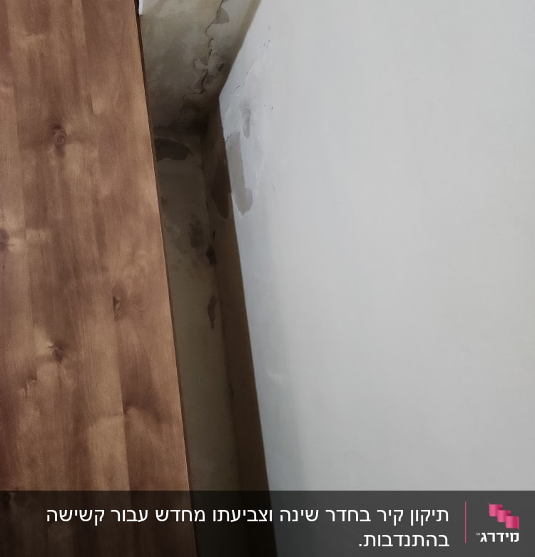 קיר עם סימני רטיבות והתקלפות צבע